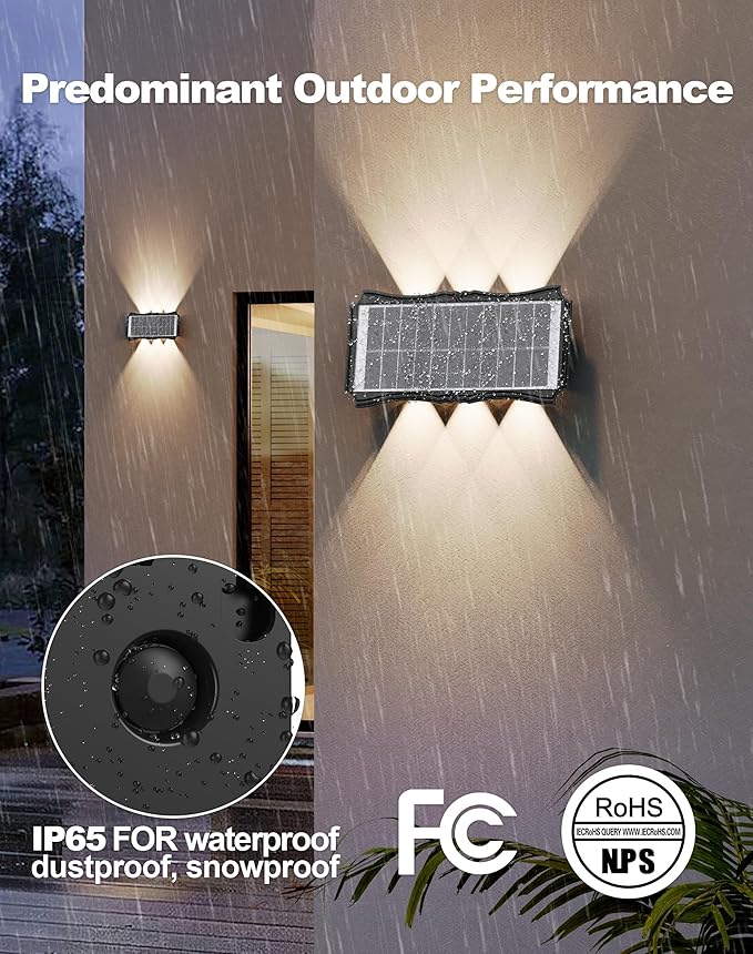 Solar Step Lights Outdoor 6 Pack 1500mAh Wall LightsFence Lights Solar Powered IP65 Outdoor Up and Down Solar Lighting for Step Wall Fence
