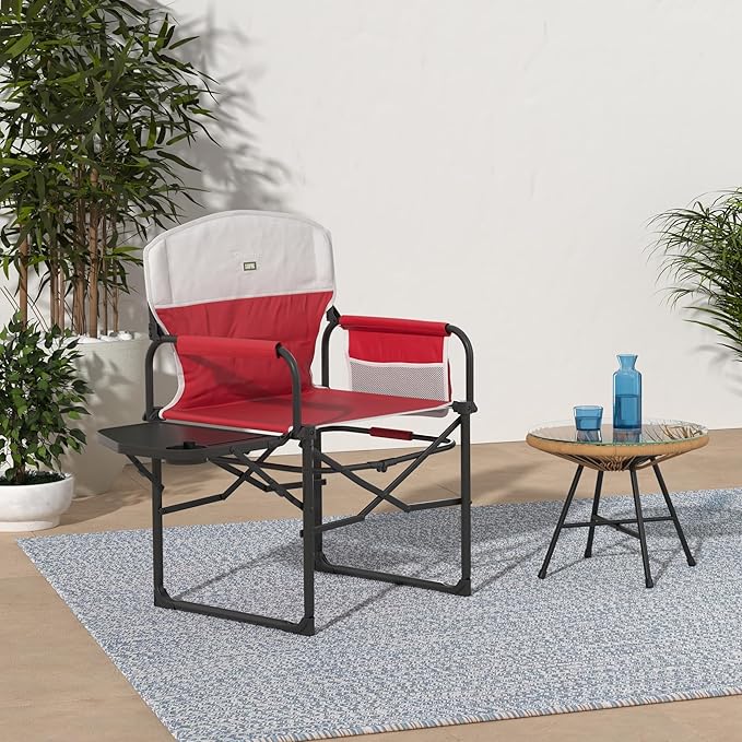 SUNNYFEEL Camping Directors Chair Heavy DutyOversized Portable Folding Chair with Side Table Pocket for Beach FishingTripPicnicLawnConcert Outdoor Foldable Camp Chairs