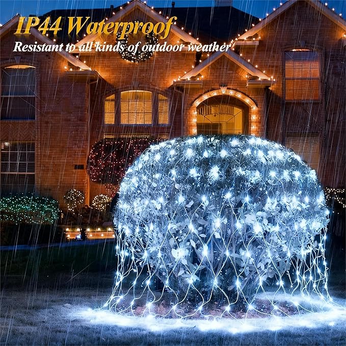 10FT x 10FT Gazebo Net Lights Outdoor 280 LED Cool White Gazebo Lighting Outside Waterproof with 8 ModesTimer Mesh Light Plug in for Bushes Pergolas Garden Decorations
