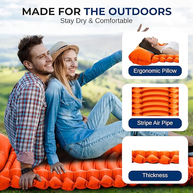 SereneLife Lightweight &amp Compact Camping Gear – Sleeping Pads &amp Bags with Built-in Pillows for Outdoor Comfort Waterproof &amp Tear-Resistant Design Perfect for Hiking Backpacking Couples