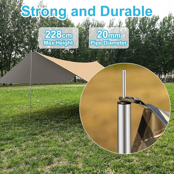Hammock Rain Fly 12x10FT Camping Tarp with Poles Waterproof and Ultralight Survival Tent Tarp for Outdoors Camping Hiking Picnic Backpacking