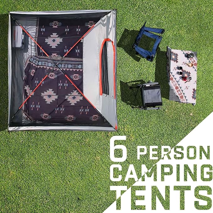 Happy Travel Camping Tent 4/6 Person Dome Tents for Camping with Rainfly Waterproof Clip Easy Setup Portable Family Tent with Mesh Windows 20% More Headroom Backpacking Tents for Camping &amp Hiki