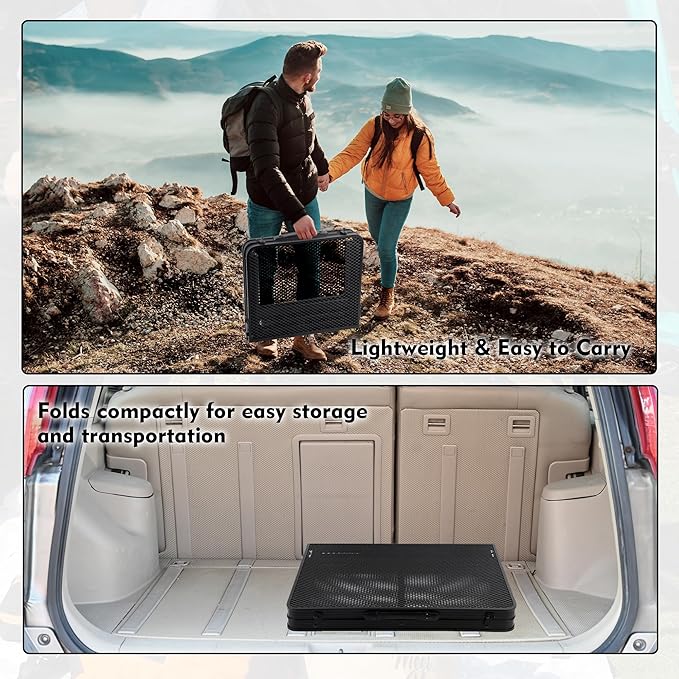 Camping Table with Mesh Desktop Lightweight &amp Portable Folding Grill Table Height Adjustable Metal Outdoor Table for Camp Cooking BBQ RV Picnic-4 FT Black