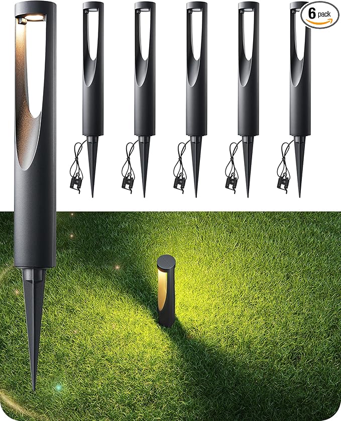 EDISHINE Low Voltage Pathway Lights Wired 12V 2W 150LM 3000K LED Landscape Path Lights with Connectors Waterproof Electric Outdoor Landscape Lighting for Walkway Yard Garden CRI80 6 Pack