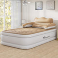 YITAHOME FullXL Size Air Mattress with Headboard 18in Inflatable with Pillow Blow Up Mattress with Removable Electric Pump Comfort Air Bed Queen for Camping &amp Home Brown