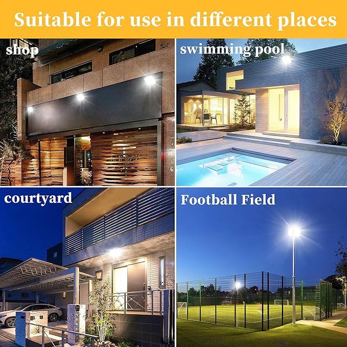2 Pack 150W LED Flood Lights Outdoor IP66 Waterproof 15000 LM Super Bright Outdoor Security Lights Wired LED Work Light with Plug 6000K Daylight White Floodlights for GarageYardGardenPatio