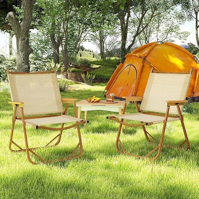 Tangkula Camping Chairs Set of 4 Portable Folding Lawn Chairs with Heavy Duty Aluminum Frame Fabric Seat for Fishing Hiking Picnic Camp 400 LBS Weight Capacity