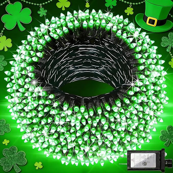 750 LED 240FT Christmas String Lights Outdoor with 12 Modes Timer &amp Dimmable Green Wire St Patricks Day Decorations Lights Waterproof Plug in Fairy Lights for Party Home Patio Wedding Xmas Gree