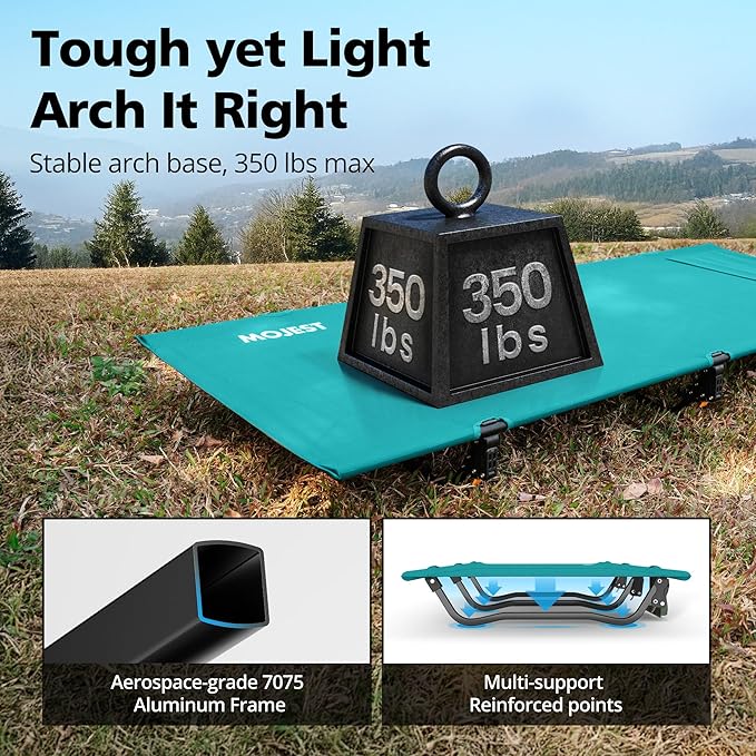 Ultralight Camping Cot for Adults Portable Folding Camping Bed Supports 350 lbs - Lightweight for Travel Camping Hiking Backpacking Mountaineering (Blue)