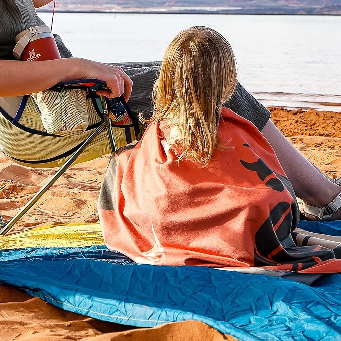 Grand Trunk Parasheet Beach Blanket or Picnic Blanket with Patented Sand Anchor Pockets Stake Loops and Attached Stuff Sack | Best Beach Blanket for Outdoors