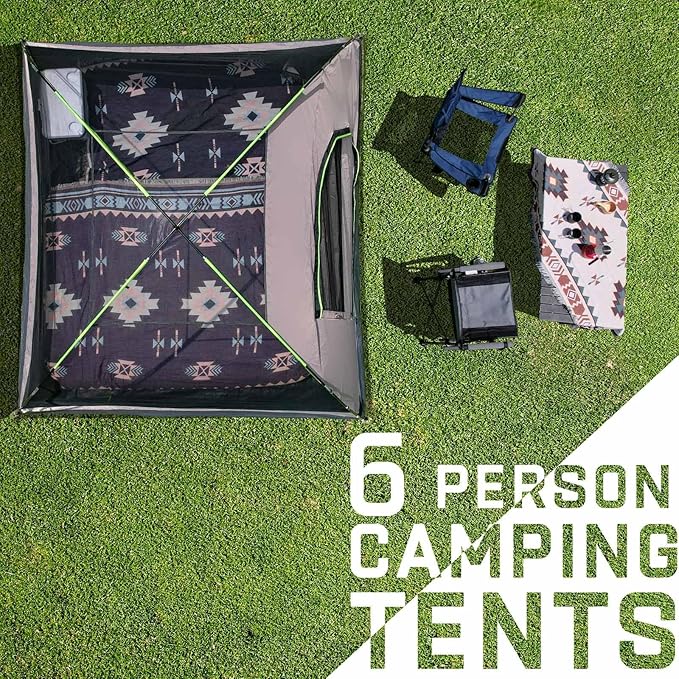 Happy Travel Camping Tent 4/6 Person Dome Tents for Camping with Rainfly Waterproof Clip Easy Setup Portable Family Tent with Mesh Windows 20% More Headroom Backpacking Tents for Camping &amp Hiki