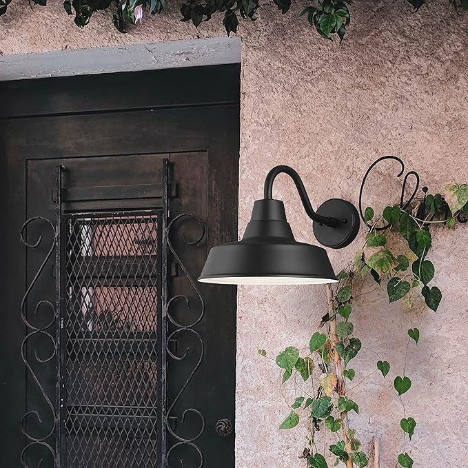 Sea Gull Lighting Barn Light-1 Light Medium Outdoor Wall Lantern in Traditional Style-12 Inch Wide by 10.63 Inch high-Black Finish-Incande