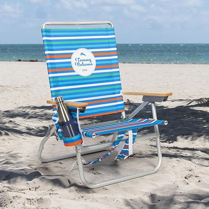 Tommy Bahama 4-Position Extended seat Height Easy in-Easy Out Folding Backpack Beach Chair