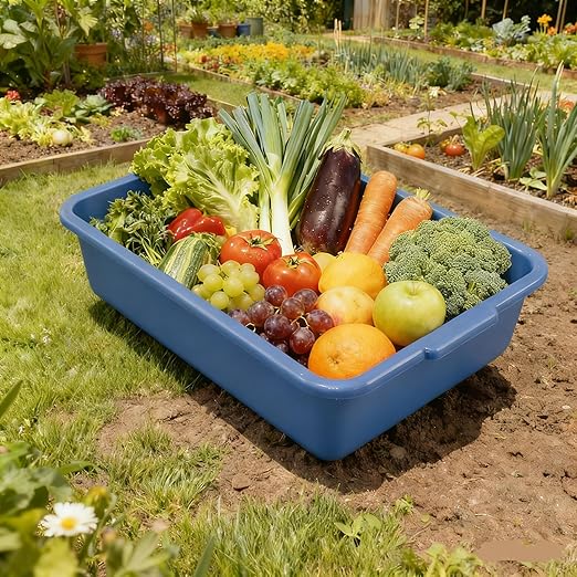Commercial Products Standard Bus/Utility Box 4.6 Deep Kitchen Bus Tubs 4 Durable Blue Plastic Wash Basin/Dish Washing Tub for Restaurants or Catering Services