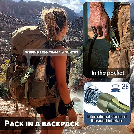 Straw Water Filter 5 Pack – Outdoor Camping &amp Hiking Survival Gear Kit for Family Use Ultra-Light Personal Filter Straws for Backpacking Travel Bug-Out Bags and Emergency Preparedness