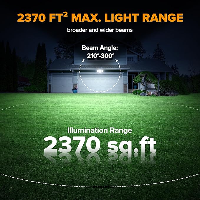 LUTEC 80W Dusk to Dawn Flood Lights Outdoor 9000LM Super Bright LED Security Light with Photocell IP65 Waterproof 5000K Daylight Hardwired 4 Heads Floodlight for Garage Yard Patio (Brown)