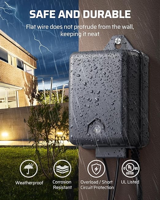 DEWENWILS 60W Low Voltage Landscape Transformer with Photocell Sensor Low Voltage Transformer 120V AC to 12V AC Landscape Lighting Transformer for Outdoor Lights Garden Lights Spotlight UL Listed