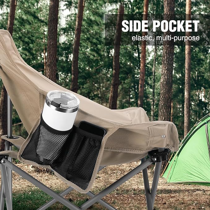 VILLEY Camping Chair Beach Folding Chair Outdoor Lawn Portable Lightweight Chair Foldable Chair with Carry Bag for Outside Hiking Fishing Travel Beach and Sports Beige