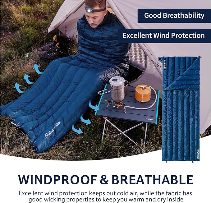 Naturehike Ultralight Backpacking RDS Down Sleeping Bag for Adults 650 Fill Power Sleeping Bag for 42/52℉ 20oz Compact Lightweight Sleeping Bags for Hiking Camping 3 Seasons