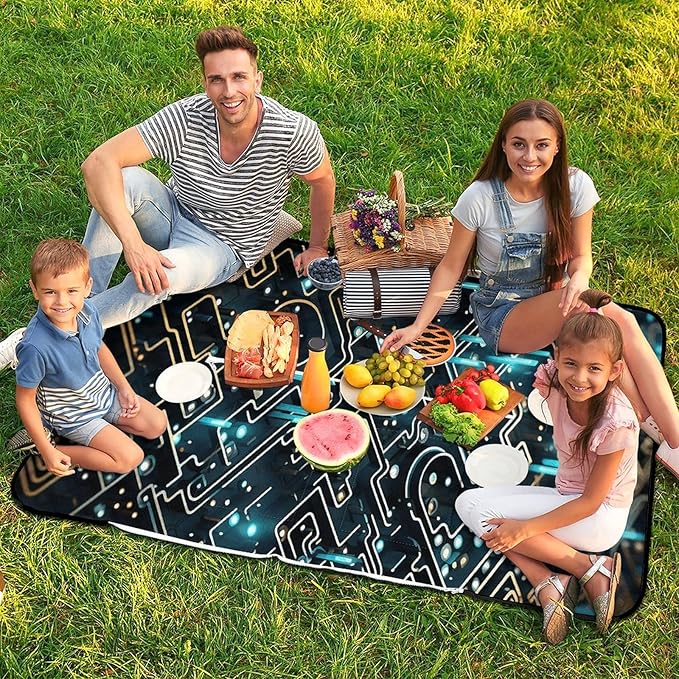 Zipper Coding Pattern Style Picnic Mat Suitable for Travel Camping Park Or Home Use