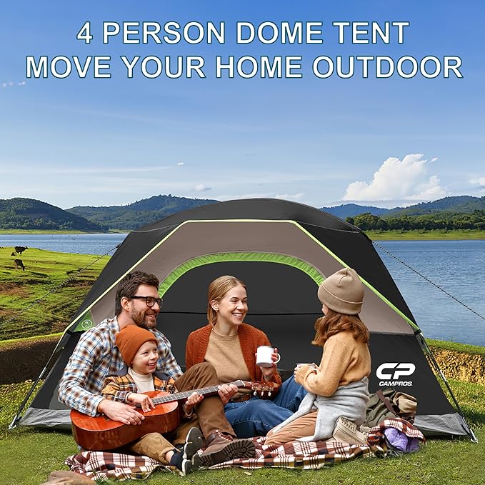 Tents for Camping 4 Person Tent Waterproof Windproof Double Layer Camping Tent Easy Setup Dome Tent with Large Mesh Windows &amp Wider Door for Outdoor Camping &amp Hiking