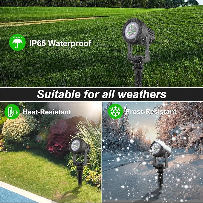 Green Solar Spot Lights Outdoor 2 Pack Solar Landscape Spotlights IP65 Waterproof 9.8ft Cable Auto On/Off Outdoor Wall Lights for Garden Yard Driveway Porch Walkway Pool (1-in-1)