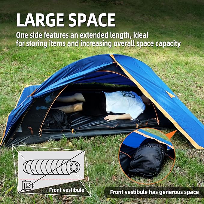 1 Person Backpacking Tent for Camping - Ultralight Waterproof Outdoor One Person Tent Windproof Rainproof Compact Single Pole Shelter for Camping Hiking Hunting Travel by Underwood Aggregator