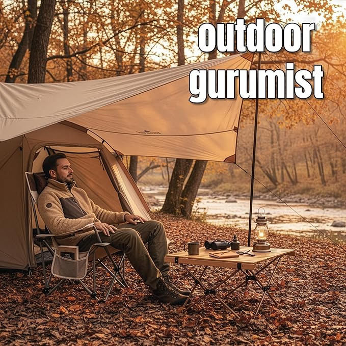 Folding Camping Chair with Footrest Tan/Brown