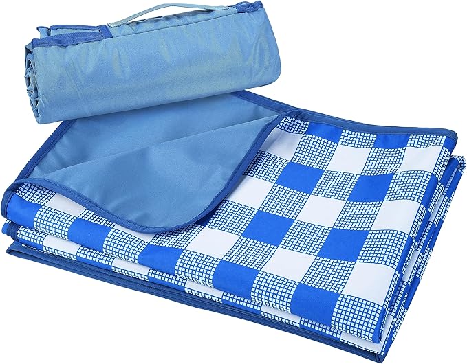Tirrinia 60x 80 Picnic Waterproof Outdoor Blanket Blue Plaid Table Cloth Covers for Dining Camping Outdoor Foldable Camping Blanket for Travel Family Concerts