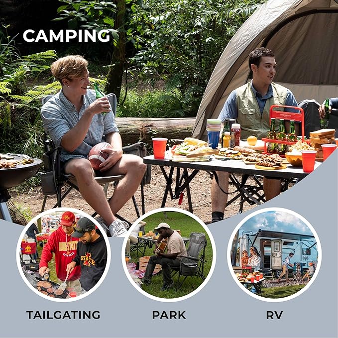 Heavy Duty Portable Folding Camping Chair for Adults with Comfy Padded Backrest | for Outdoor &amp Sports Backpacking Beach Lawn Hunting Tailgating Fishing | Supports 400 Lbs