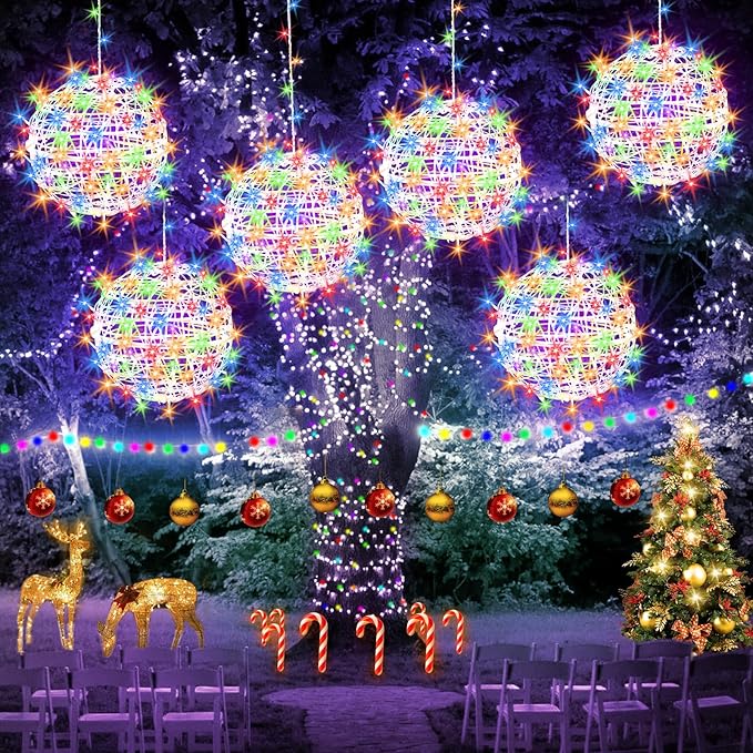 Christmas String Lights Outdoors4 Pack 11.81 Sphere LightsBall Tree Garden Globe Lights for Home Party Christmas Porch PatioWedding GardenTree Decoration with Plug