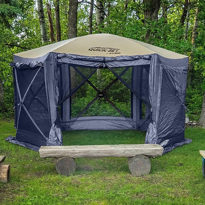 CLAM Pop Up Screen Tent Outdoor Camping Gazebo Canopy Pavilion 12.5' Blue