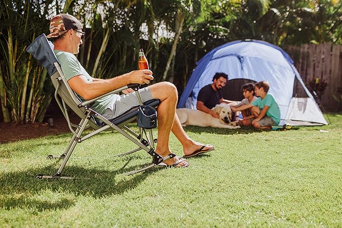 Picnic TIME Outdoor Rocking Camp Chair - XL Heavy Duty Camping Chair for Adults