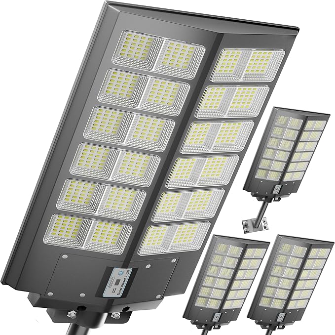 Ultra Bright Solar Street Light –9000W Solar Street Lights Outdoor with 300000LM IP66 Waterproof Dusk to Dawn with Remote Commercial &amp Industrial Floodlight for Parking Lots Warehouses Yard