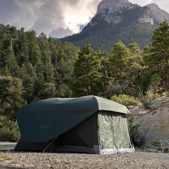 Gazelle Tents™ T4 Tandem Hub Tent Easy 90 Second Set-Up Waterproof UV Resistant Convertible Screen Room Removable Floor 4-8 Person Alpine Green 78 x 94 x 165 GT450GR