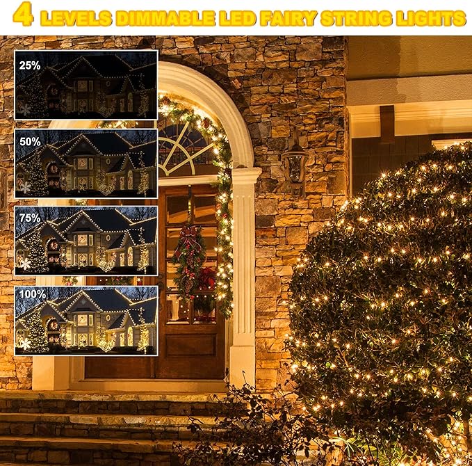 328 FT 1000 LED Christmas Lights Waterproof Christmas Lights Outdoor with 8 Modes&ampTimer Plug in Fairy Light for Xmas Garden Patio Tree Party Holiday Decoration (Warm White