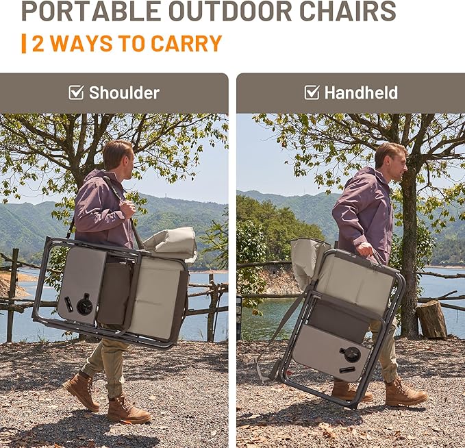 Timber Ridge XXL Director’s Chair – Heavy Duty Folding Camping Chair for Adults 500lb Capacity Extra Wide Padded Seat for Camping Sports Lawn Courtyard and Outdoor Use Tan