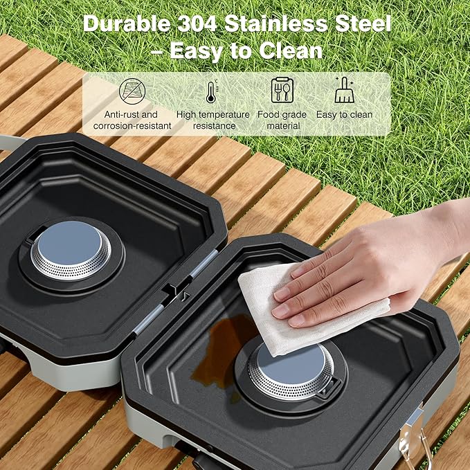 Camping Stove Portable Propane Camp Stove with Independently Adjustable Heat &amp 2 Burners Foldable Gas Stove with Carry Bag for Outdoor CookingTailgating &amp Backyard Gathering（Gray）