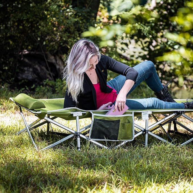 Alpcour Folding Camping Cot – Extra Strong Single Person Small-Collapsing Bed in a Bag w/Pillow for Indoor &amp Outdoor Use – Deluxe Comfortable Extra Heavy Duty Design Holds Adults &amp Kids Up to