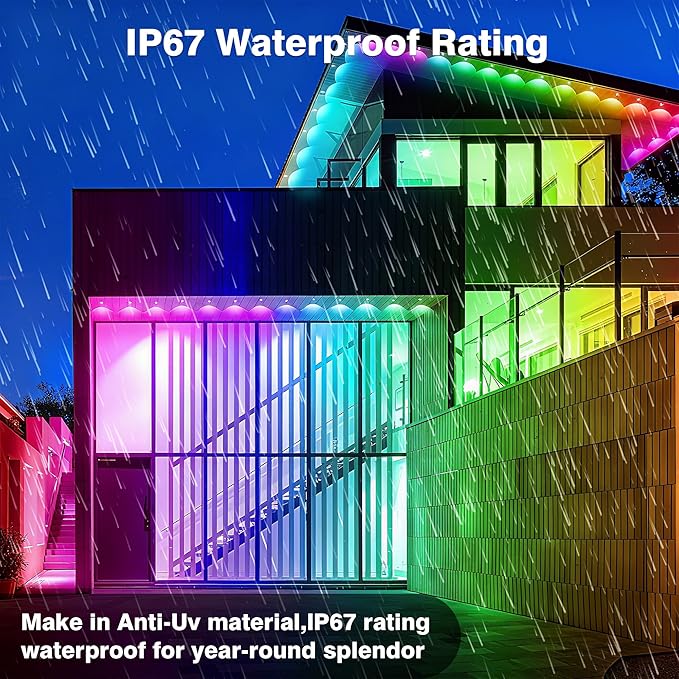 247FT Permanent Outdoor Lights Permanent RGB 90 LEDs IP67 Waterproof App and Remote Control Color Changing Eave Lights for Holiday Christmas Party Garden Decor