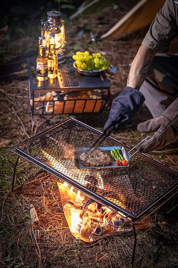 camping moon Stacking Rack Mesh Table Folding Rack Expanded Metal Table JP-T-238