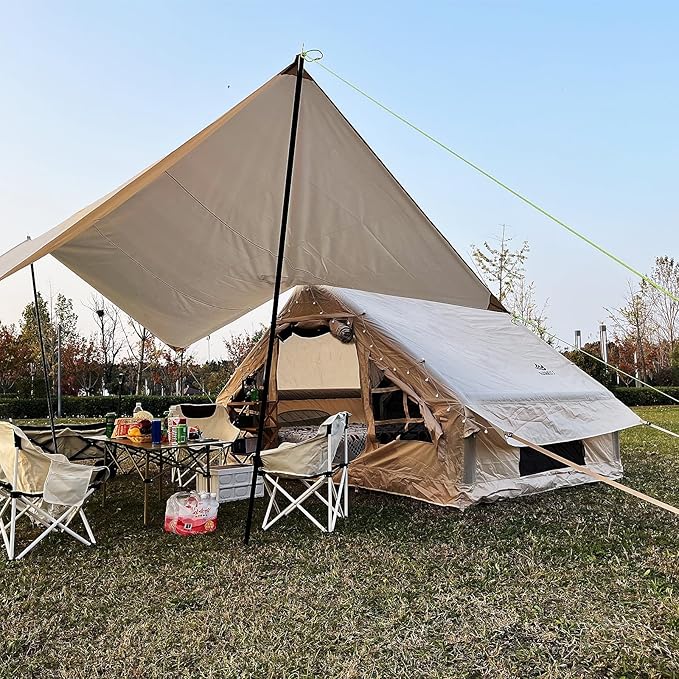 Inflatable Camping Tent for 4-6 Person Easy Setup Waterproof Outdoor Oxford Tents with PumpSelf-Supporting Structure Inflatable House Tent Cabin Tent with Mesh Windows &amp Doors