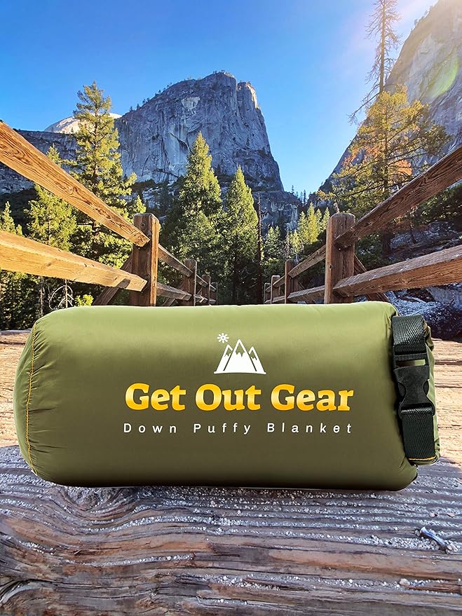 Get Out Gear Down Camping Blanket - Puffy Packable Lightweight and Warm | Ideal for Outdoors Travel Stadium Festivals Beach Hammock | 650 Fill Power Water-Resistant Backpacking Quilt