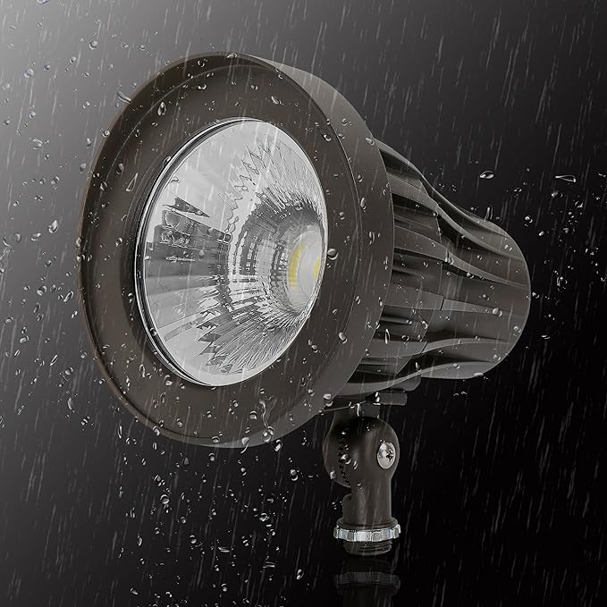 GKOLED 20W Bullet/Round Outdoor Spotlight 20° Narrow Beam Angle Light 2400 Lumens Aluminum Waterproof Flag Pole Lights 4000K Cool White 120-277V AC UL Listed and DLC Qualified 5 Years Warranty