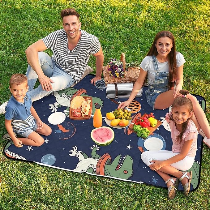 Zipper Funny Astronaut Dinosaur Rocket Style Picnic Mat Suitable for Travel Camping Park Or Home Use