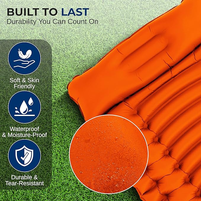 SereneLife Lightweight &amp Compact Camping Gear – Sleeping Pads &amp Bags with Built-in Pillows for Outdoor Comfort Waterproof &amp Tear-Resistant Design Perfect for Hiking Backpacking Couples