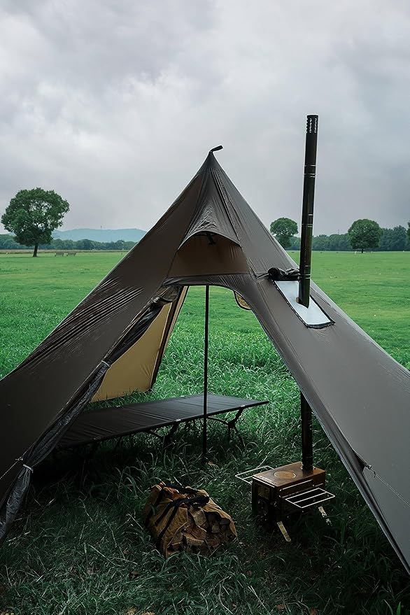 Tipi Hot Tent with Stove Jack + Mesh Inner Tent + Tent Floor Ground Sheet