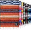 Authentic Large Handwoven Mexican Blanket - Soft Yoga- Durable Serape- Lightweight Falsa Beach Camping Picnic Outdoor Blanket 70x50 - Orange Gold