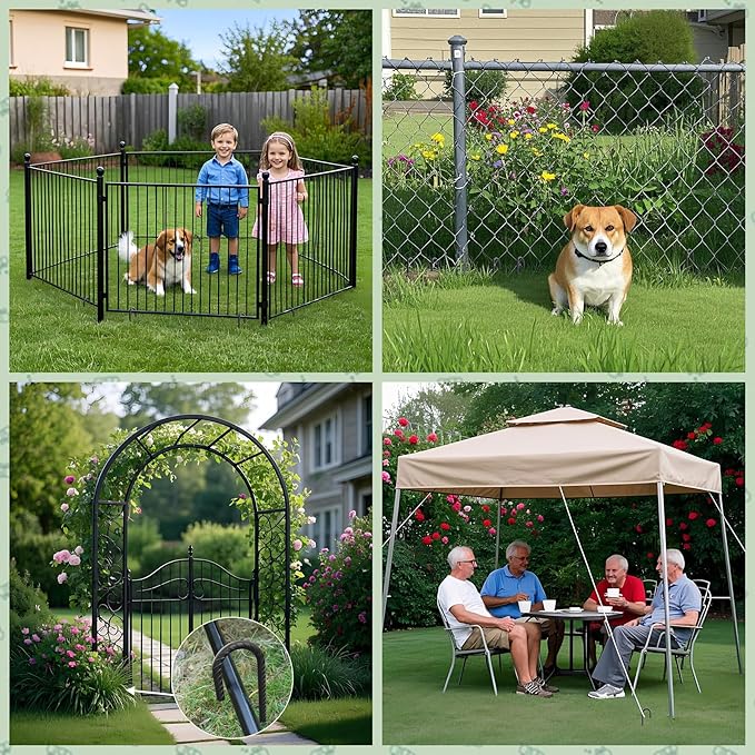 VVOKGO Rebar Stakes 16 Inches J Hook Heavy Duty Chain Link Fence Stakes 16 Pcs Metal Long Tent Spikes Ground Anchors for Wire Fencing Dogs Digging Camping Tents Swings Greenhouse Black