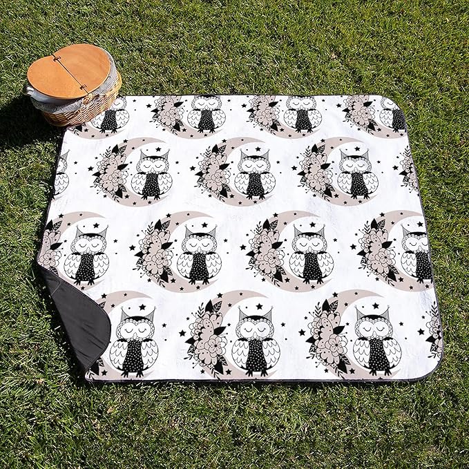 CafePress Boho Owl and Moon Gothic 50 x 60 Water-Resistant Outdoor Blanket